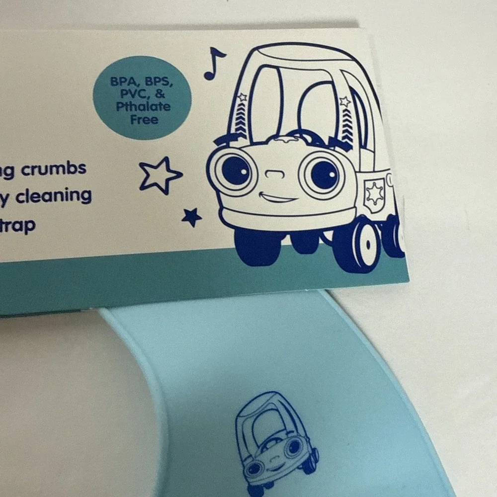LITTLE TIKES Blue‎ Silicone BABY BIB Deep Pocket & Adjust. Strap BPA+Phthal. NEW